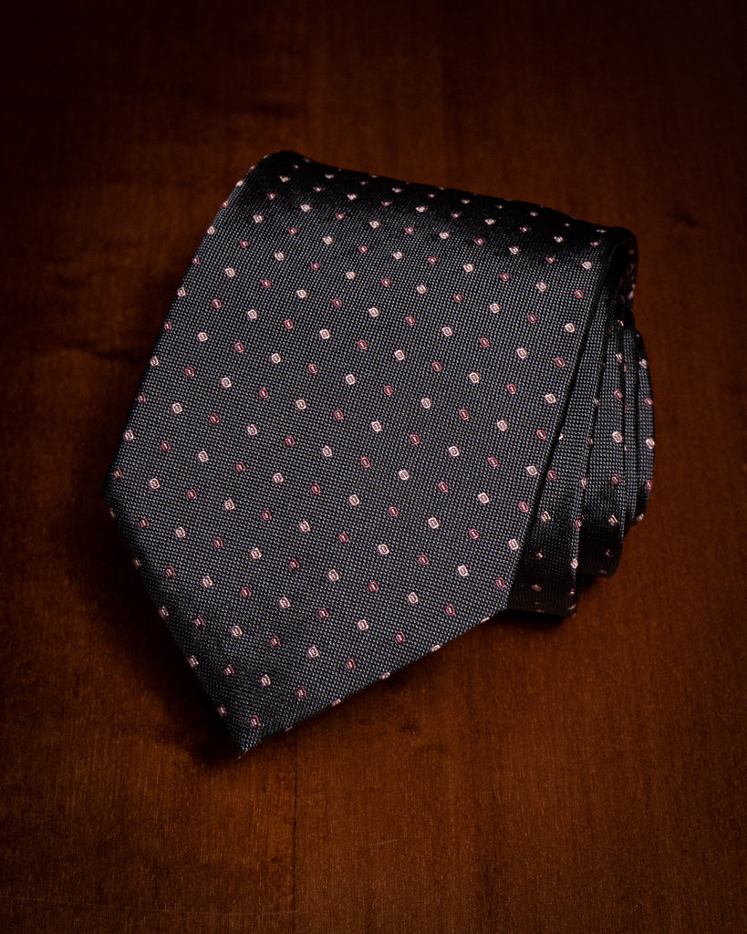 Agostino Brown Tie with Pink Designs