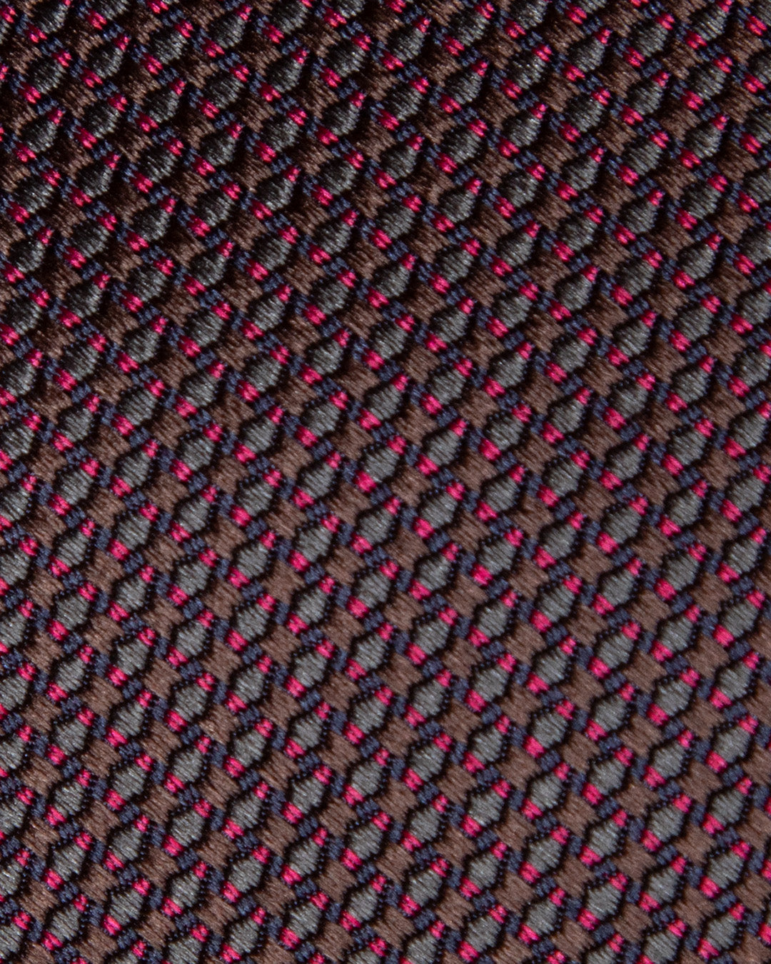 Cravatta Marrone con Micro-Jacquard Rosso