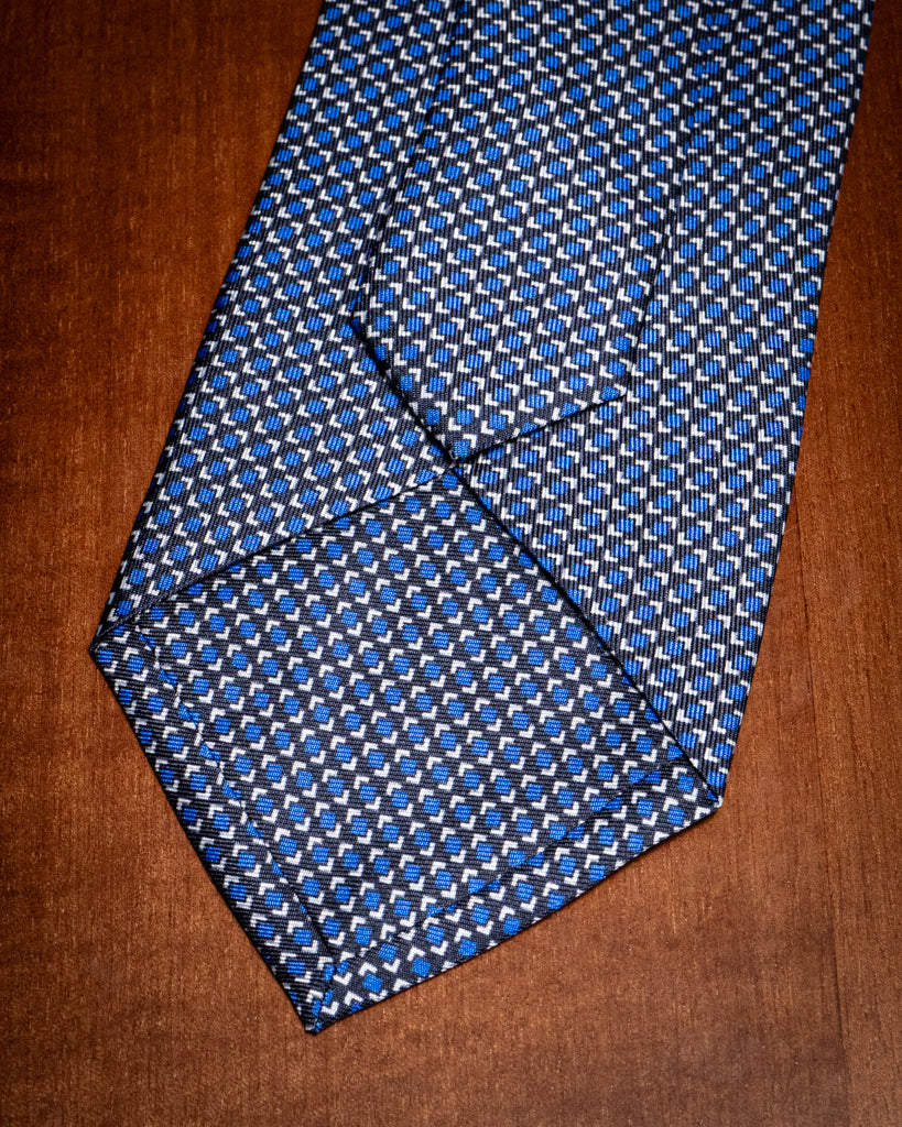 Agostino Black Tie with Blue Pattern