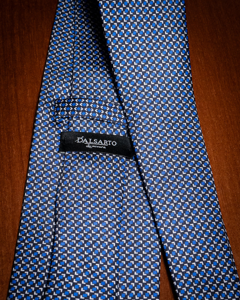 Agostino Black Tie with Blue Pattern