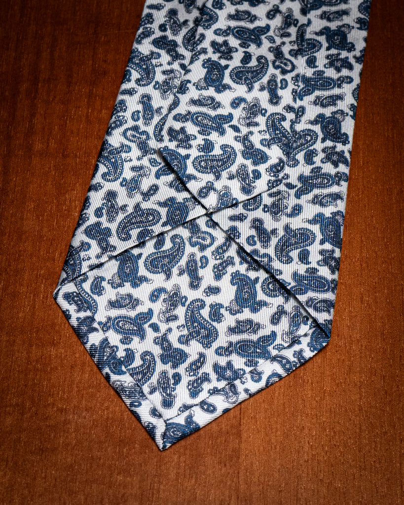 Cravatta Paisley Bianco e Avio