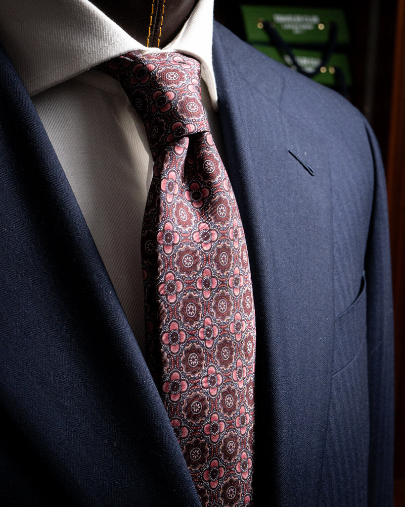 Agostino Pink Tie with Flowers