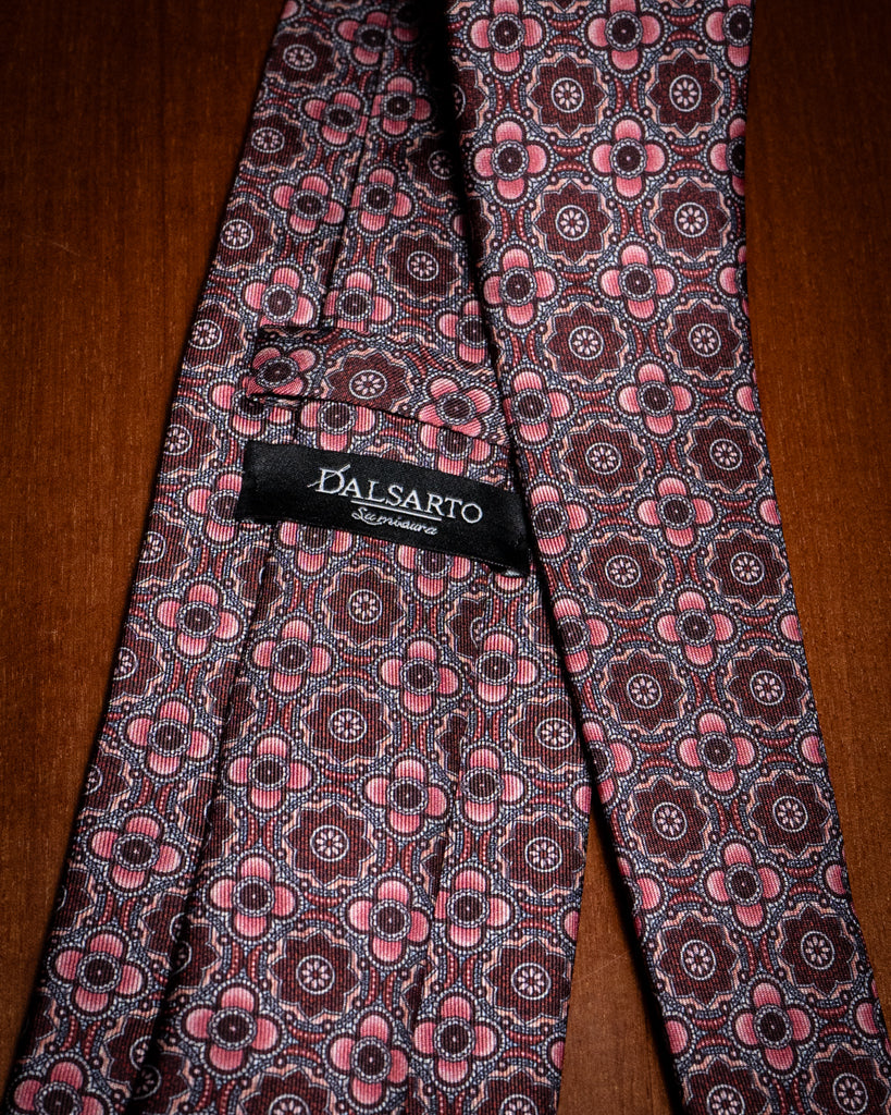 Agostino Pink Tie with Flowers
