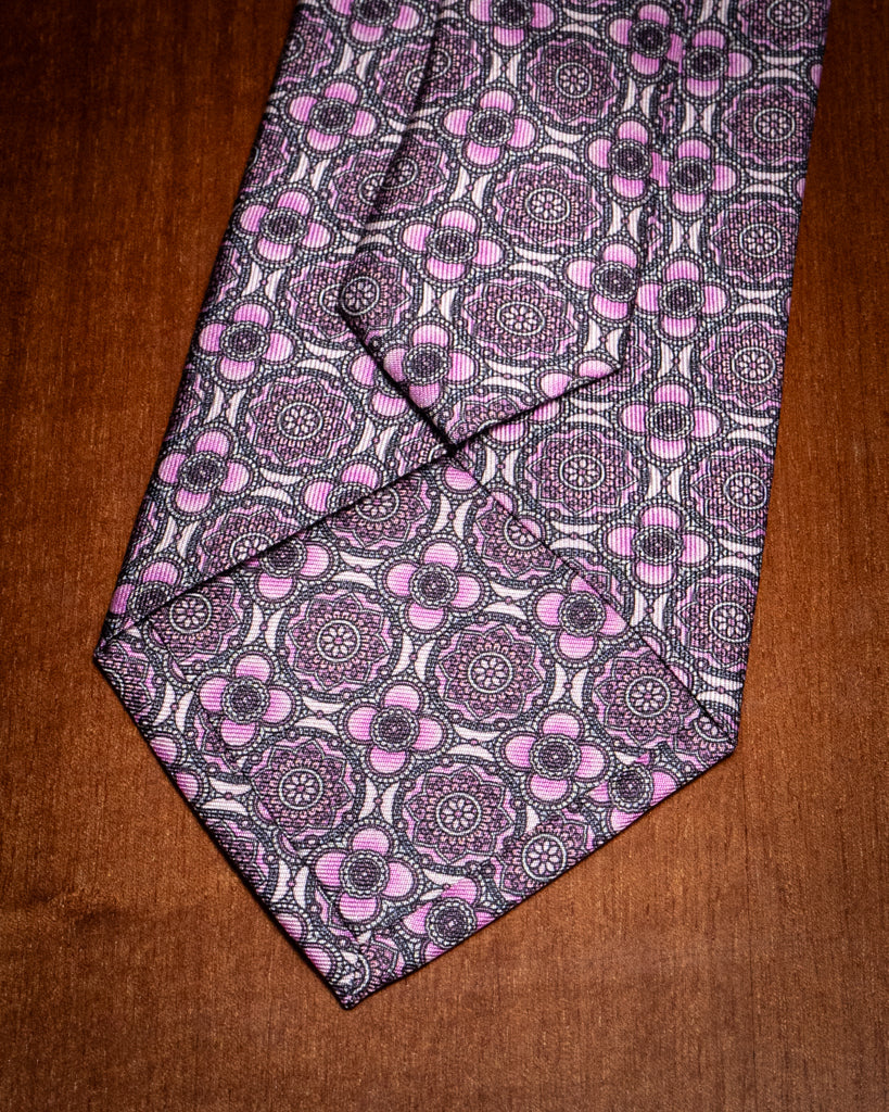Agostino Light Pink Tie with Flowers