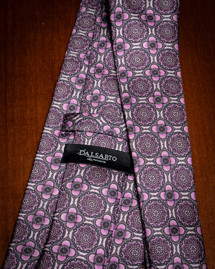 Agostino Light Pink Tie with Flowers