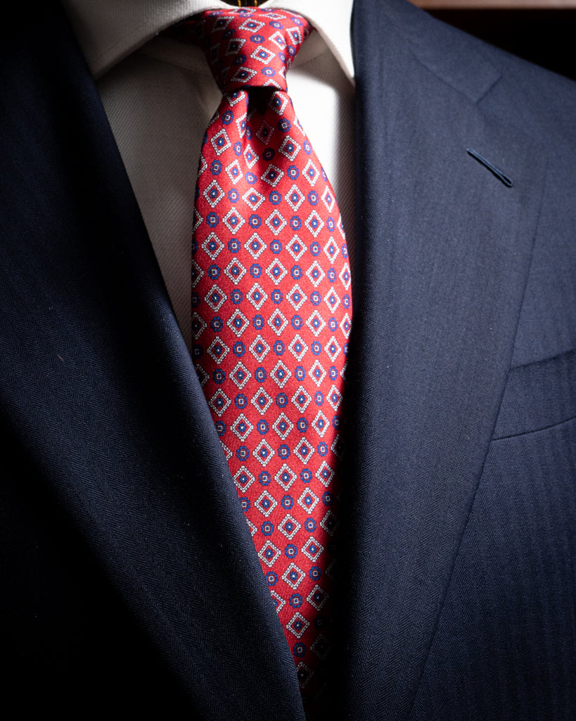 Agostino Red Tie with Diamonds