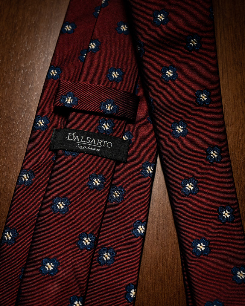 Agostino Bordeaux Tie with Flower Pattern