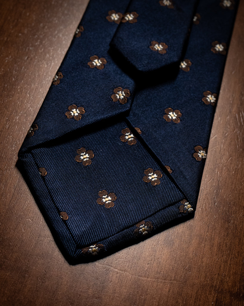 Blue Agostino Tie with Flower Pattern