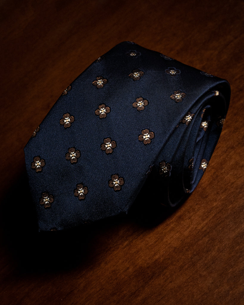Cravatta Agostino color Blu con Fantasia a Fiori