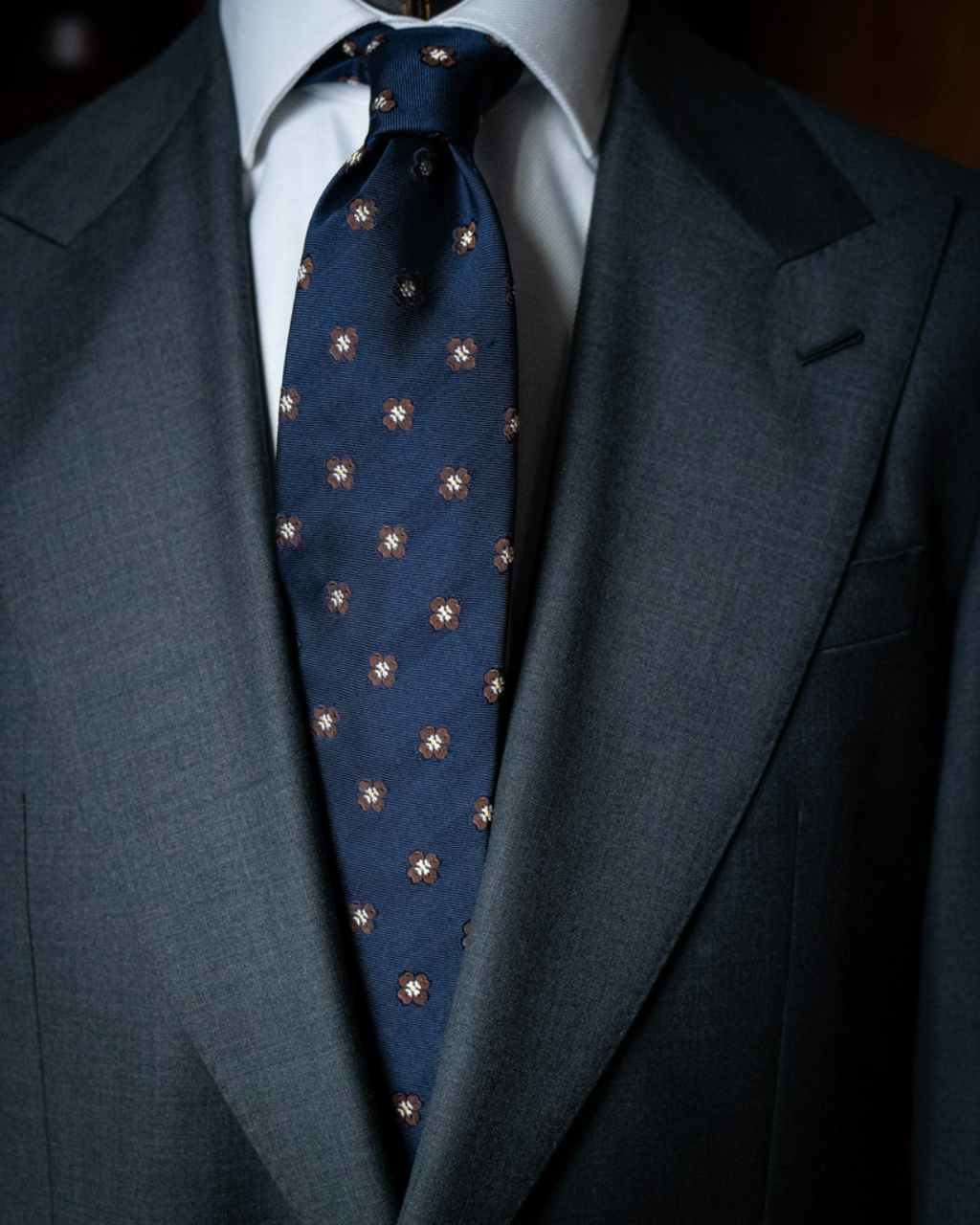 Blue Agostino Tie with Flower Pattern