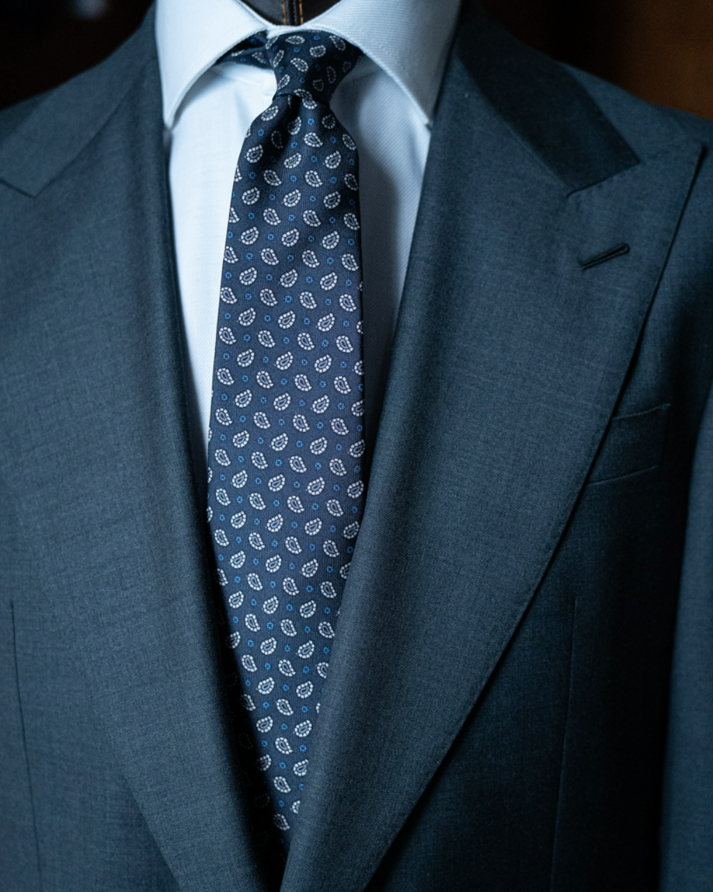 Agostino Midnight Blue Tie with Gray Pattern