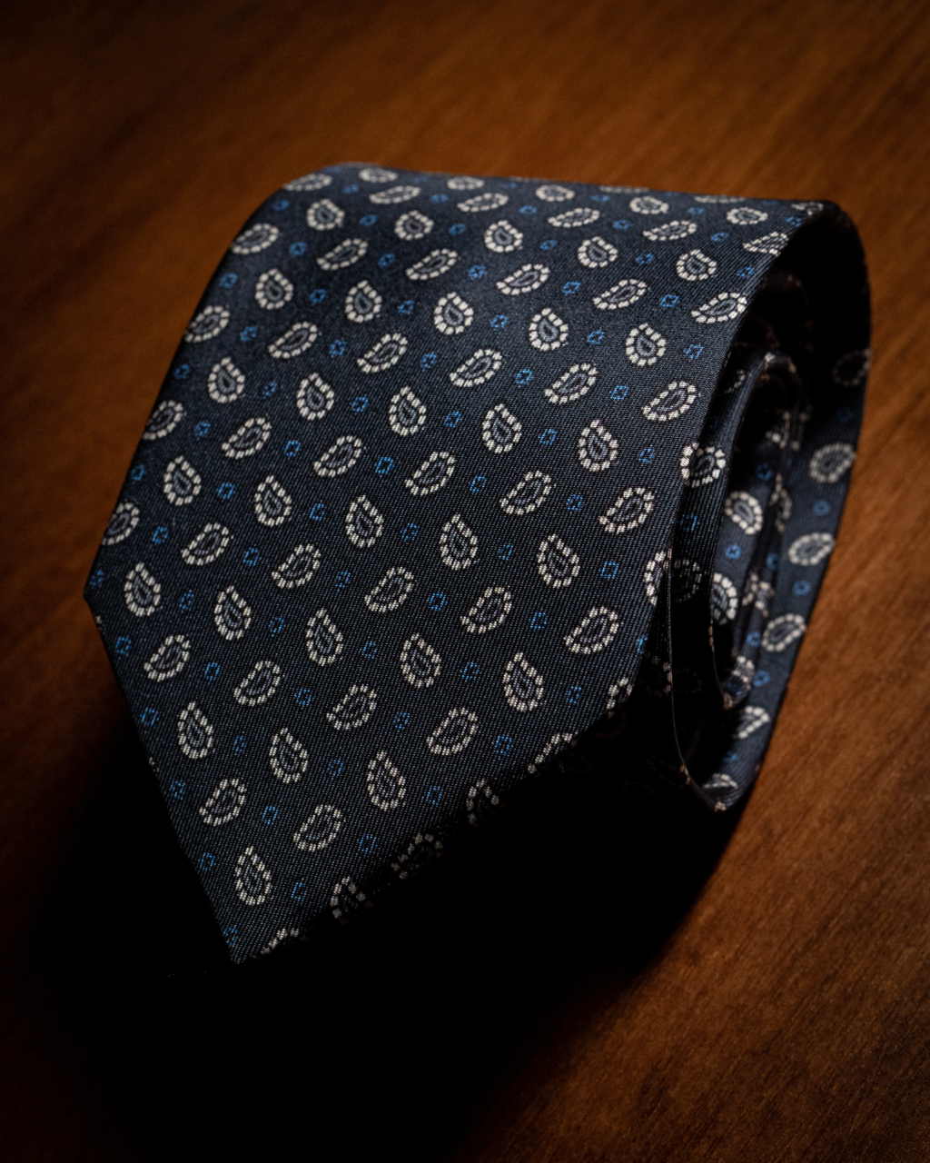 Agostino Midnight Blue Tie with Gray Pattern