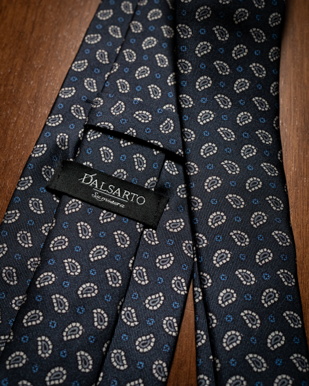 Agostino Midnight Blue Tie with Gray Pattern