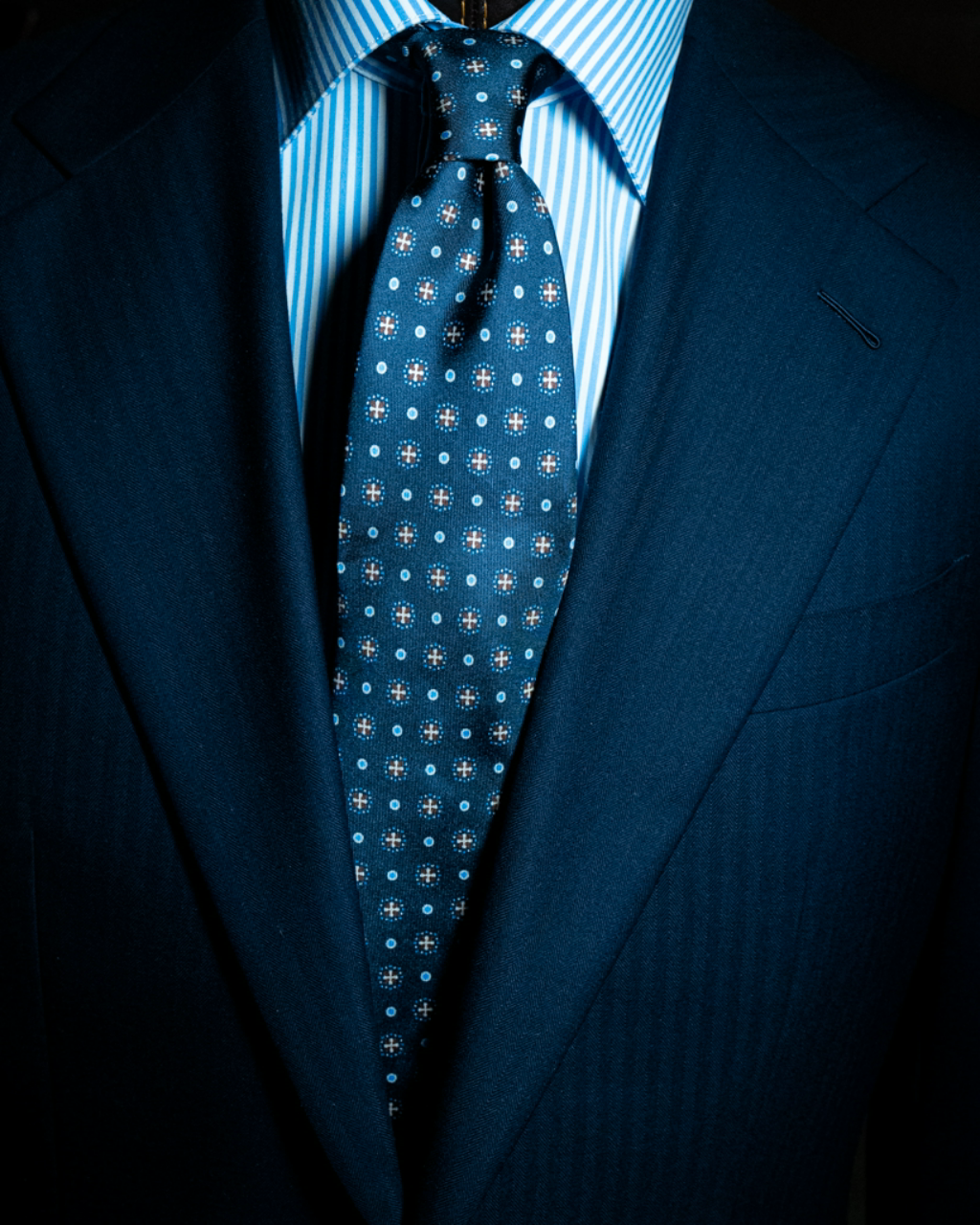 Patterned Medium Blue Agostino Tie