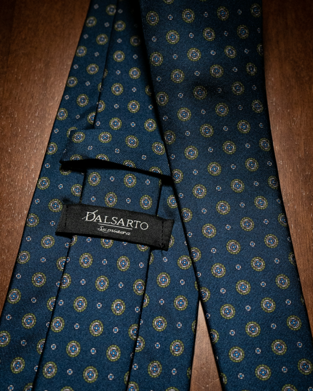 Agostino Blue Tie with Gold Round Pattern