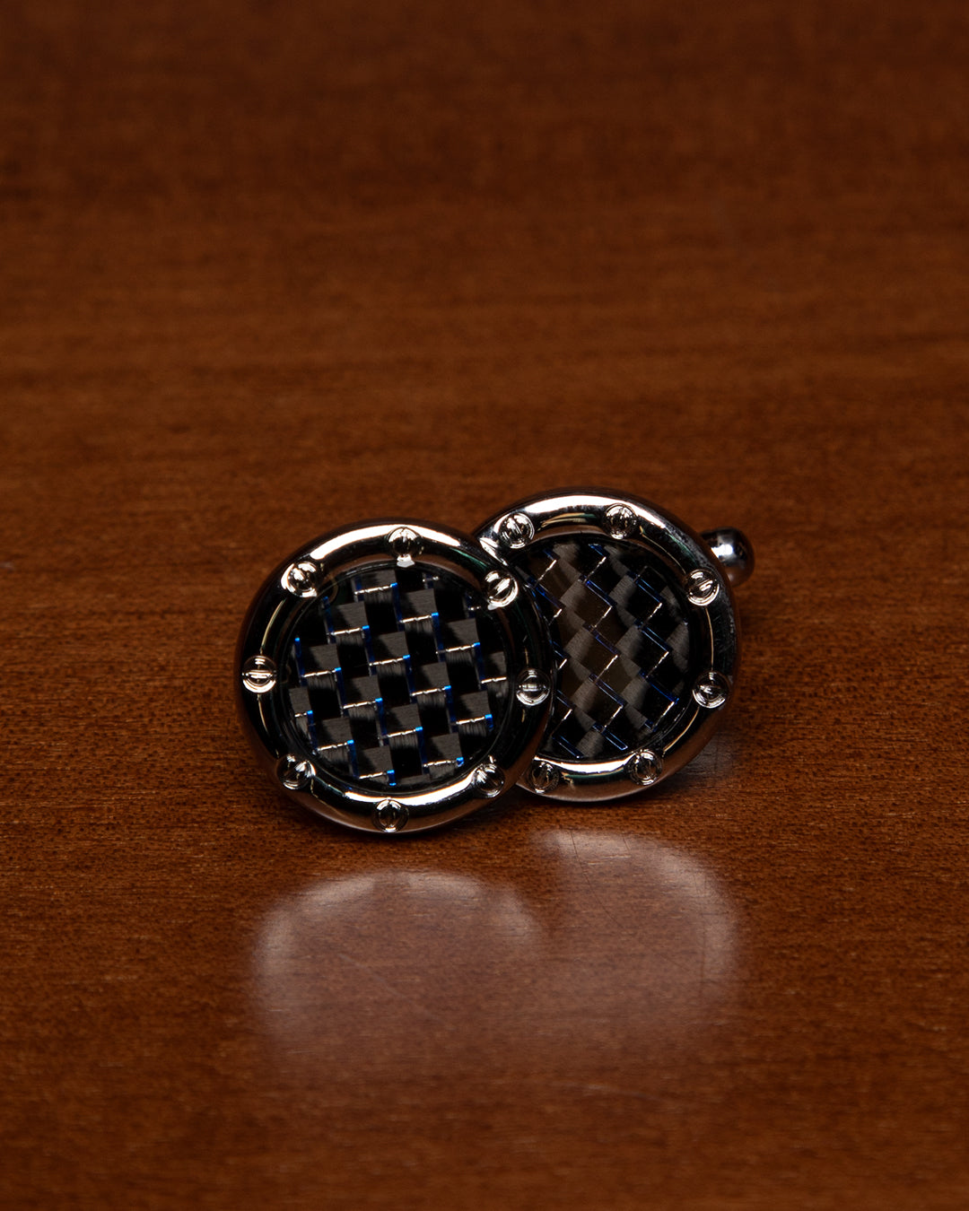 Silver-Tone Cufflinks with Modern Intertwined Pattern