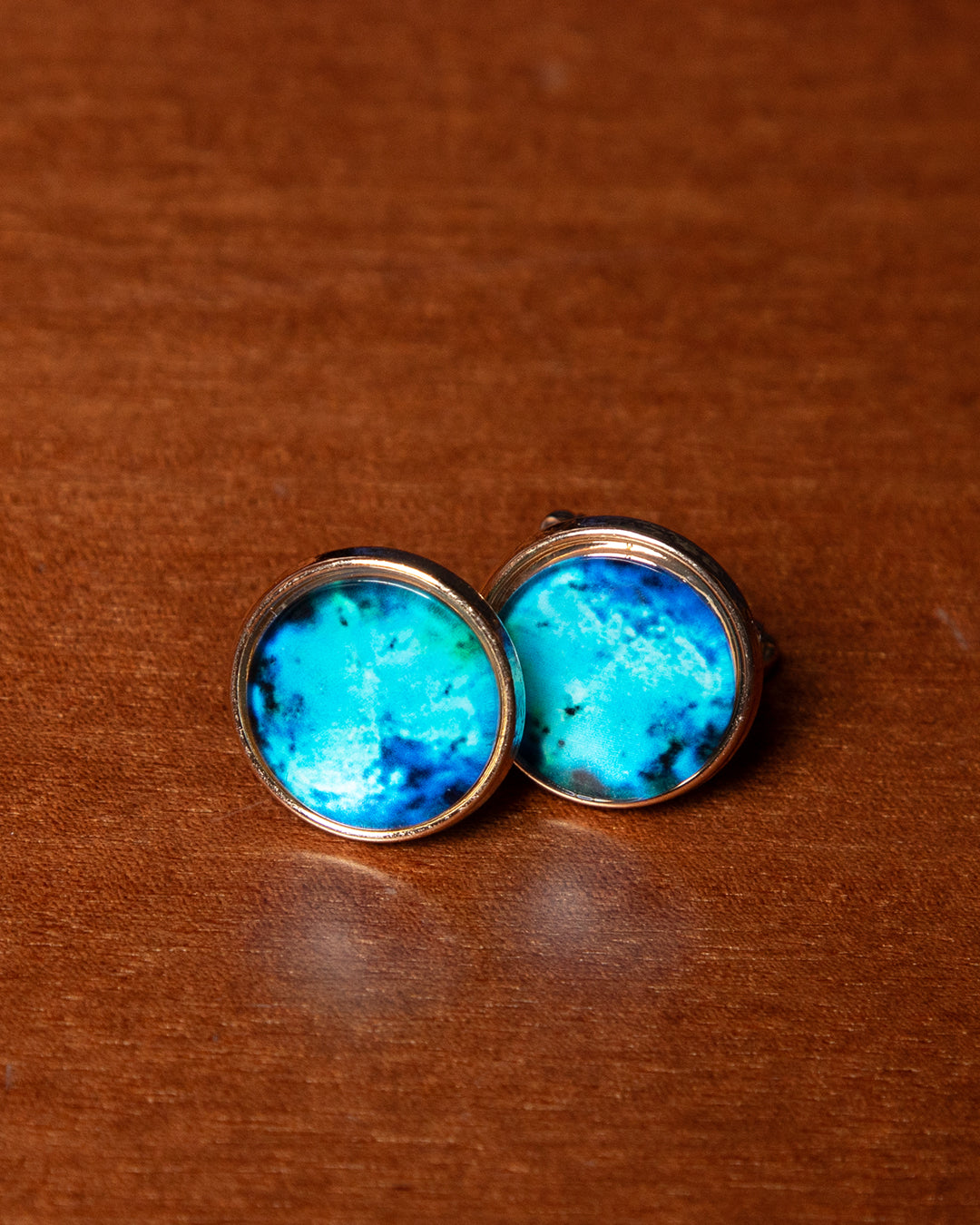 Gemelli Color Oro con Pietra Azzurra