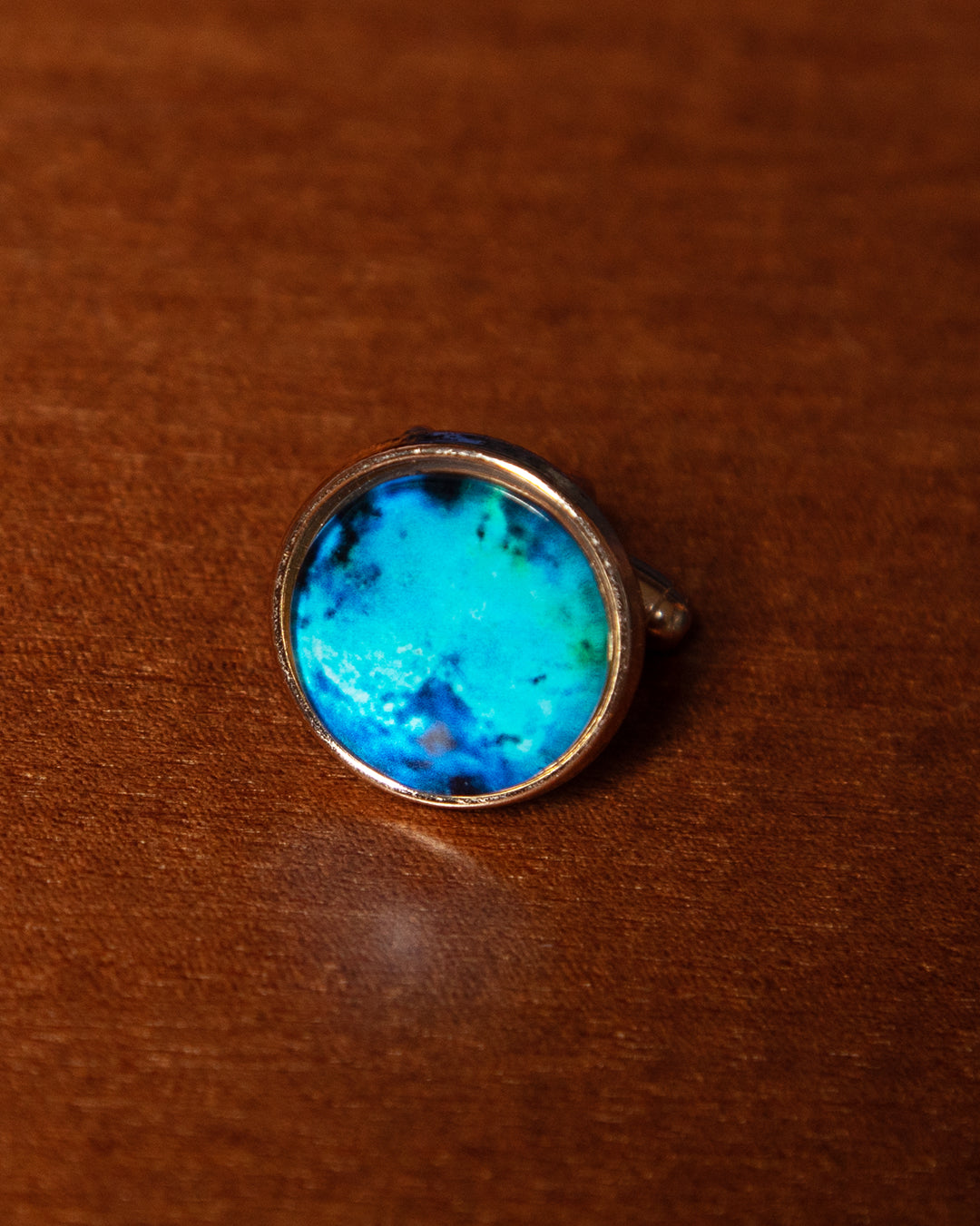Gemelli Color Oro con Pietra Azzurra
