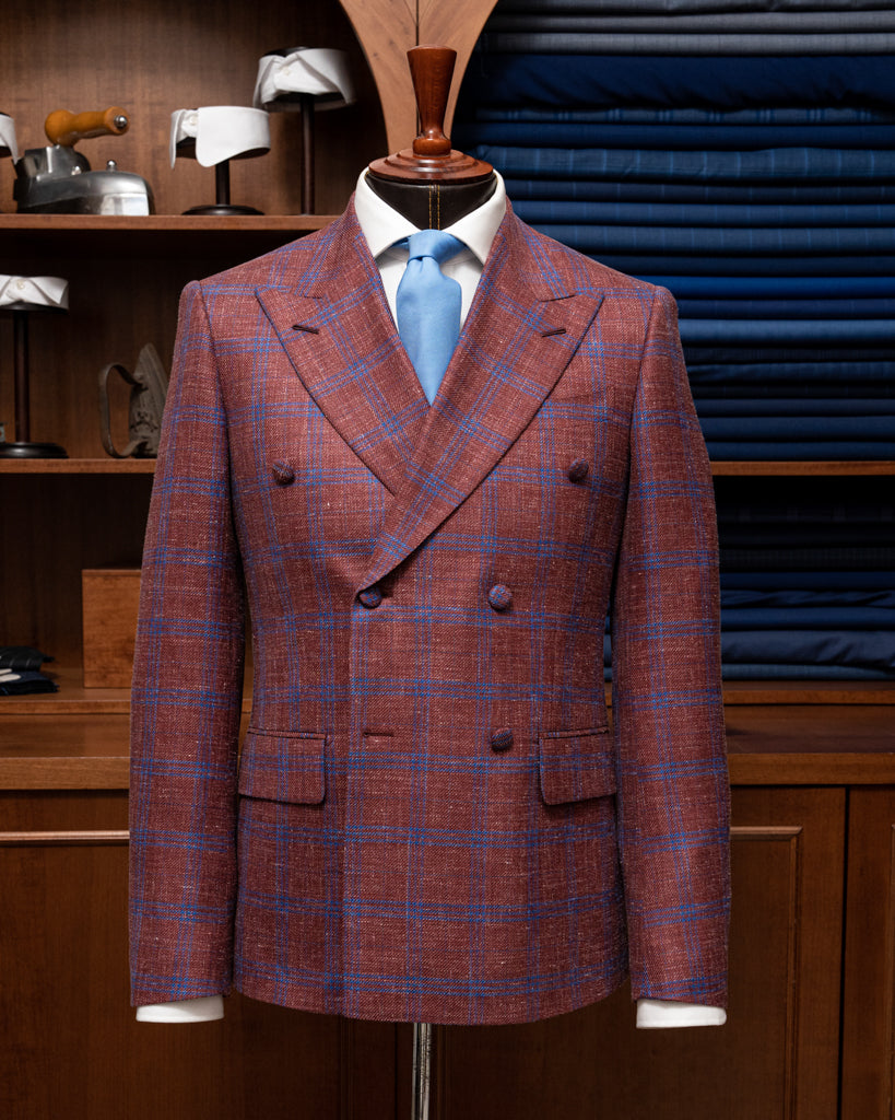 Canova Burgundy Checked Jacket