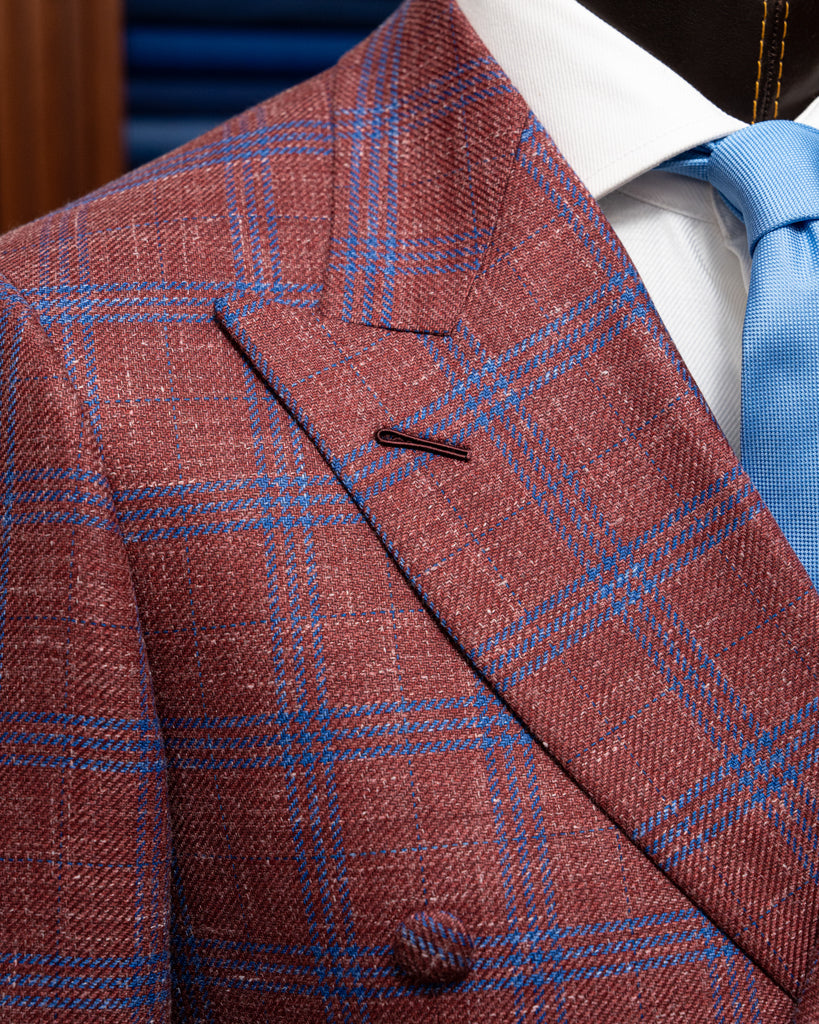 Canova Burgundy Checked Jacket