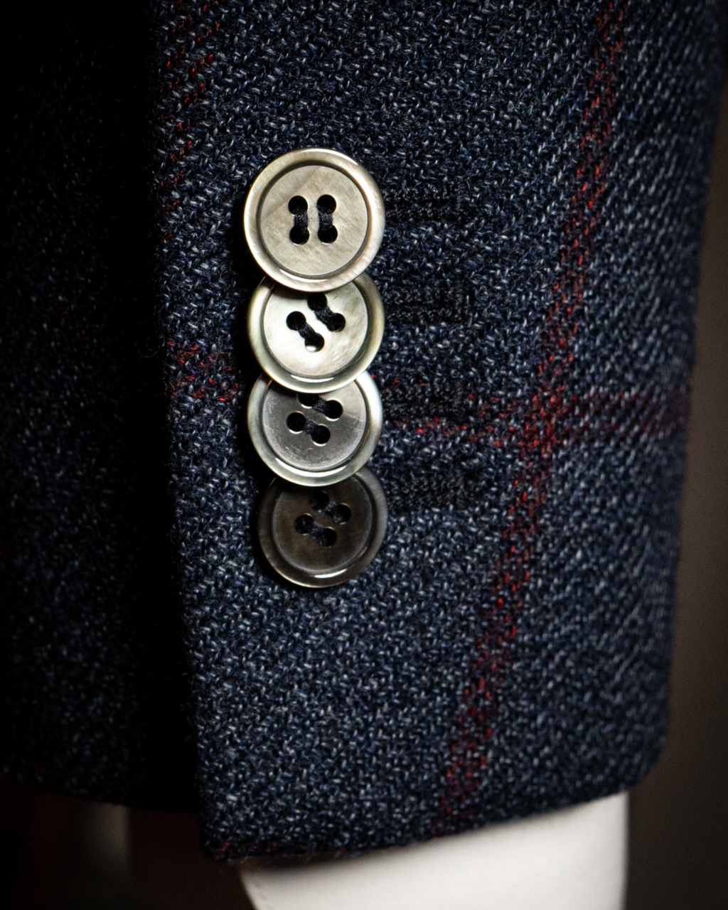 Giacca Casual Blu con Quadri Rossi
