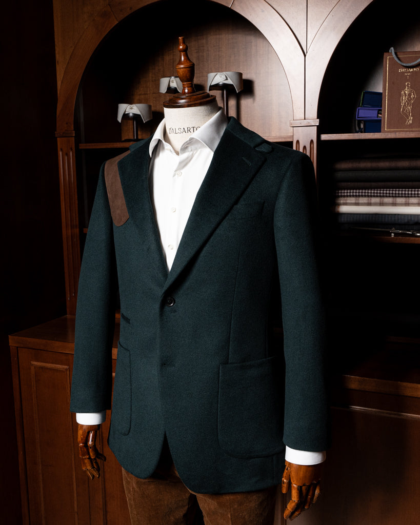 Giacca Casual Verde con Alcantara