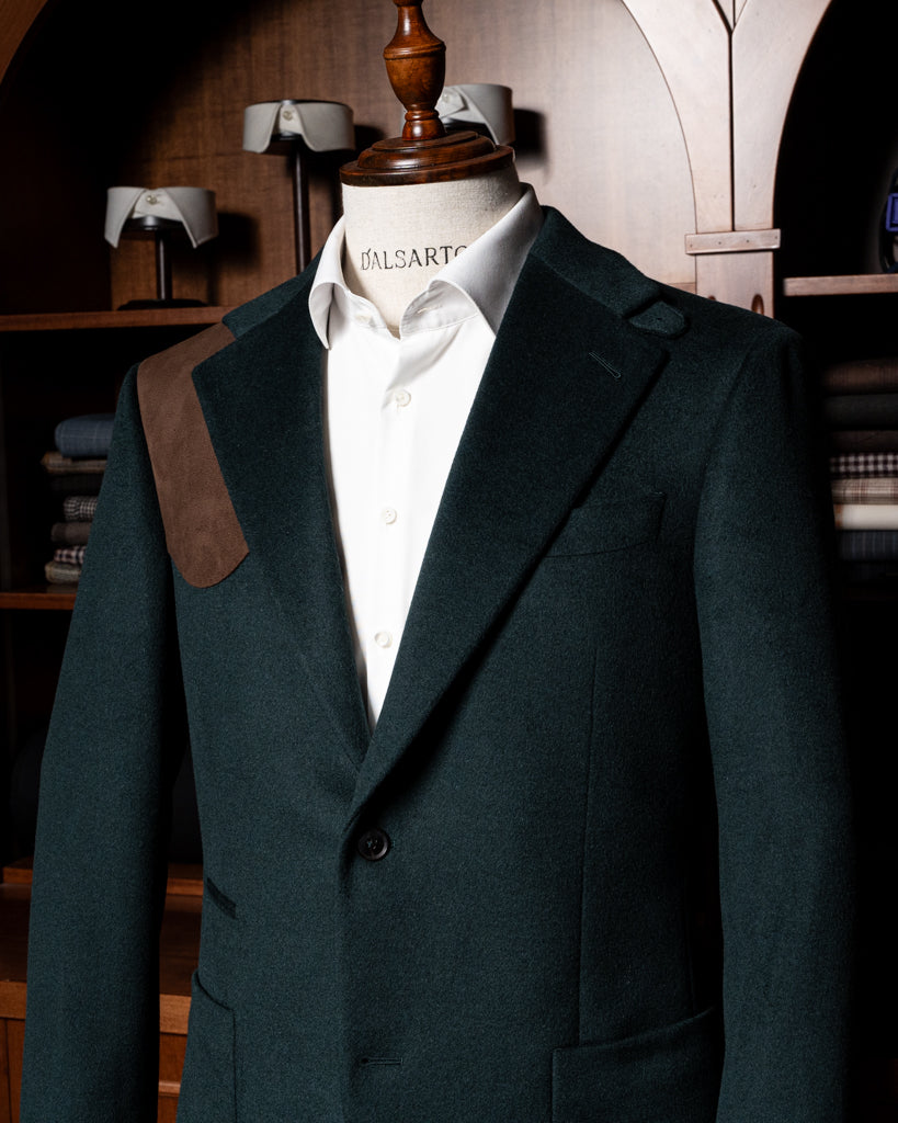 Giacca Casual Verde con Alcantara