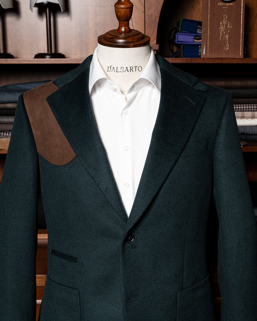Giacca Casual Verde con Alcantara