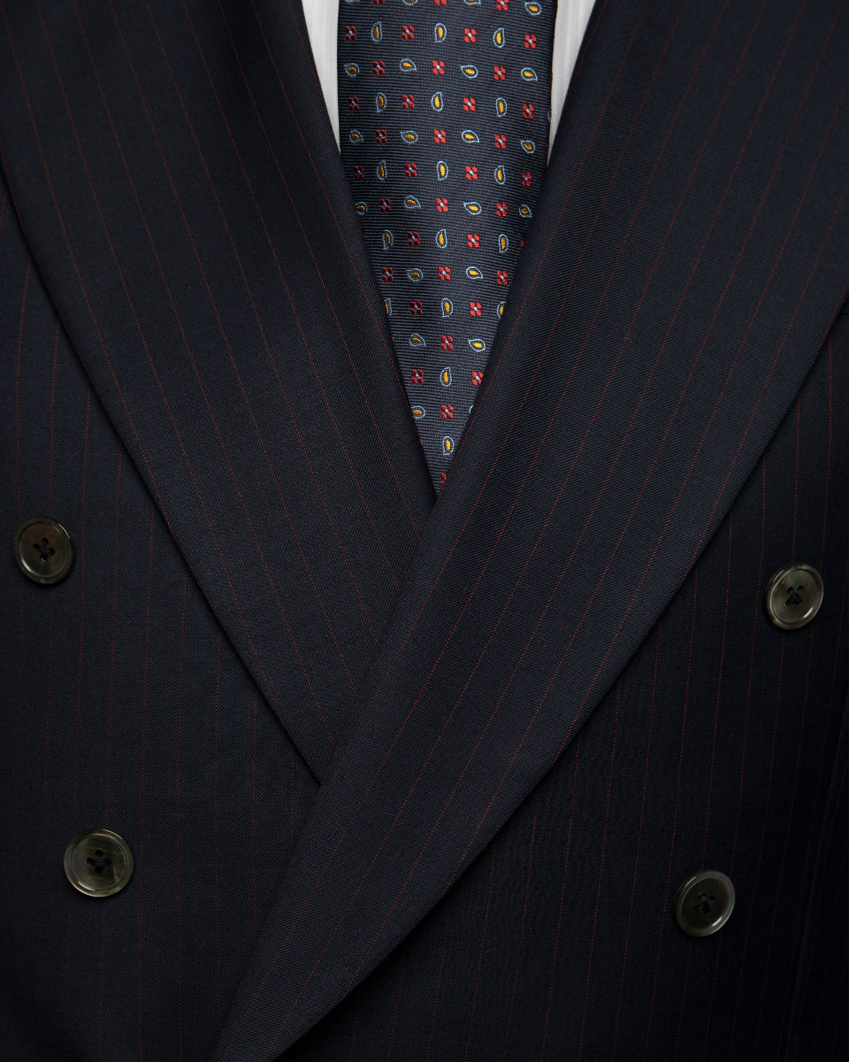Perugino Midnight Blue Jacket with Red Pinstripe