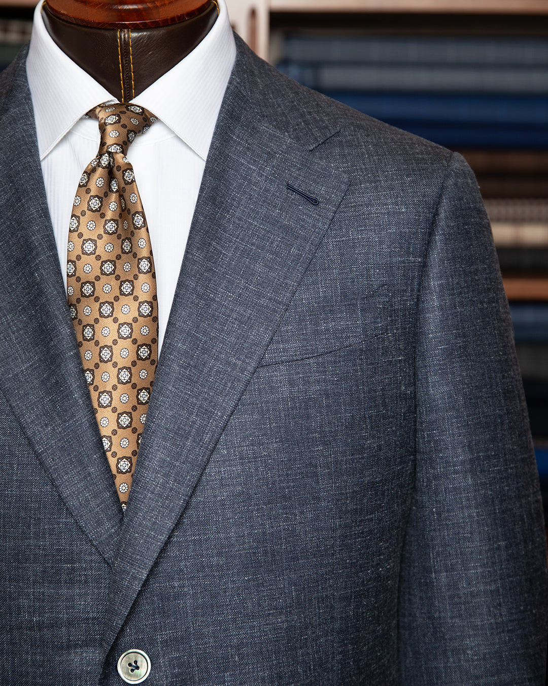 Giacca Giotto Blu in Lana, Lino e Seta