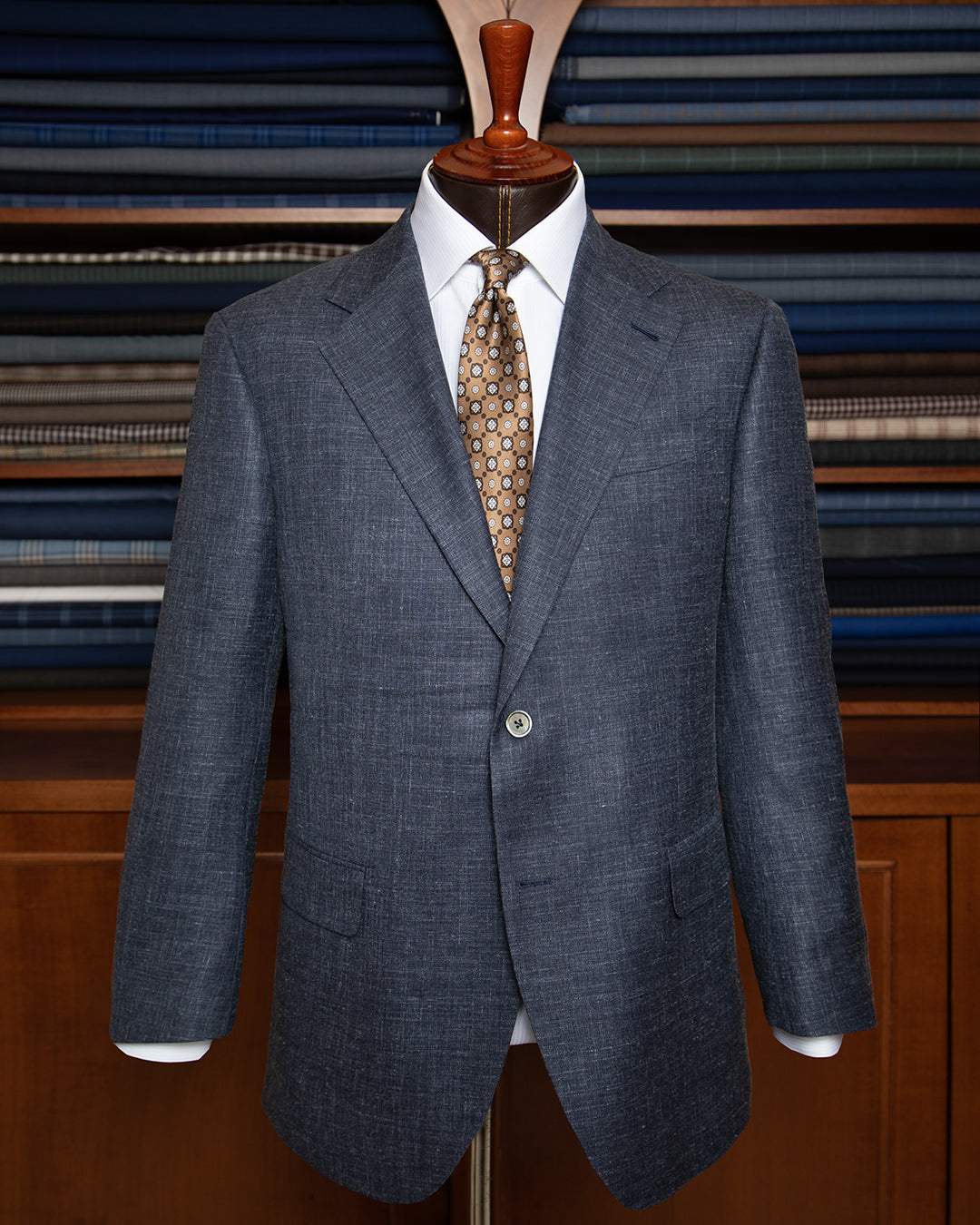 Giacca Giotto Blu in Lana, Lino e Seta