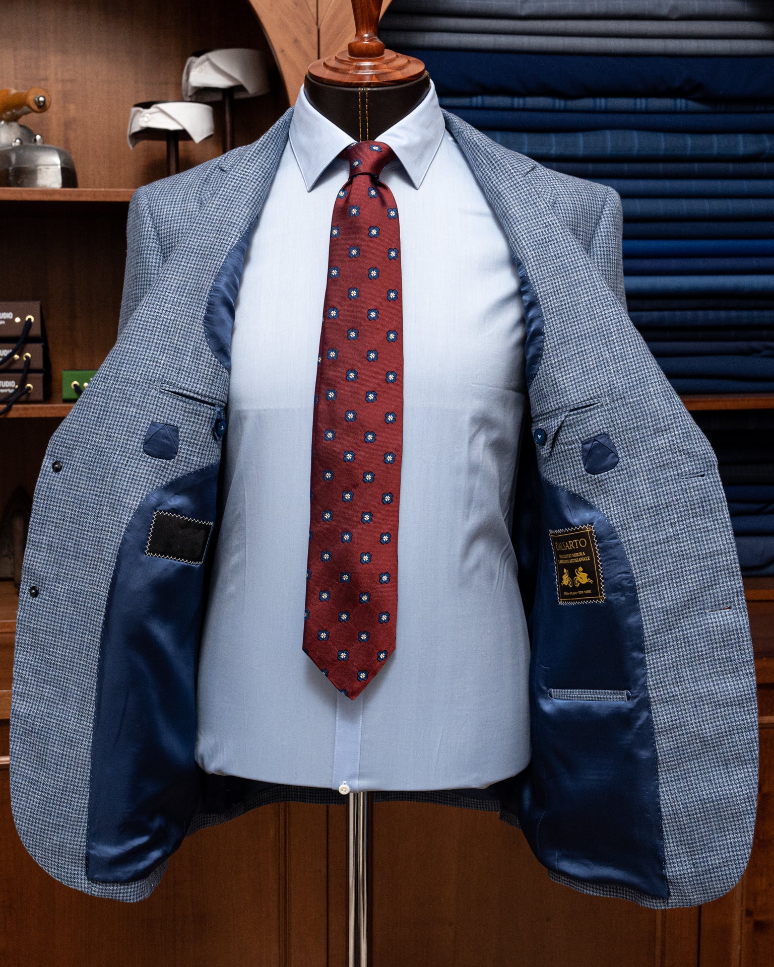 Giacca Giotto Pied De Poule Azzurro