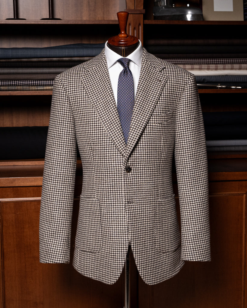 Giotto Beige and Brown Houndstooth Jacket