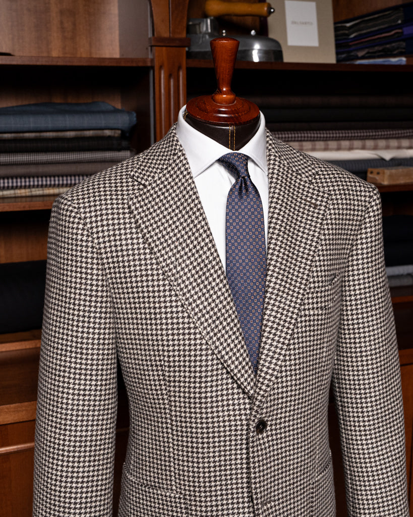 Giotto Beige and Brown Houndstooth Jacket
