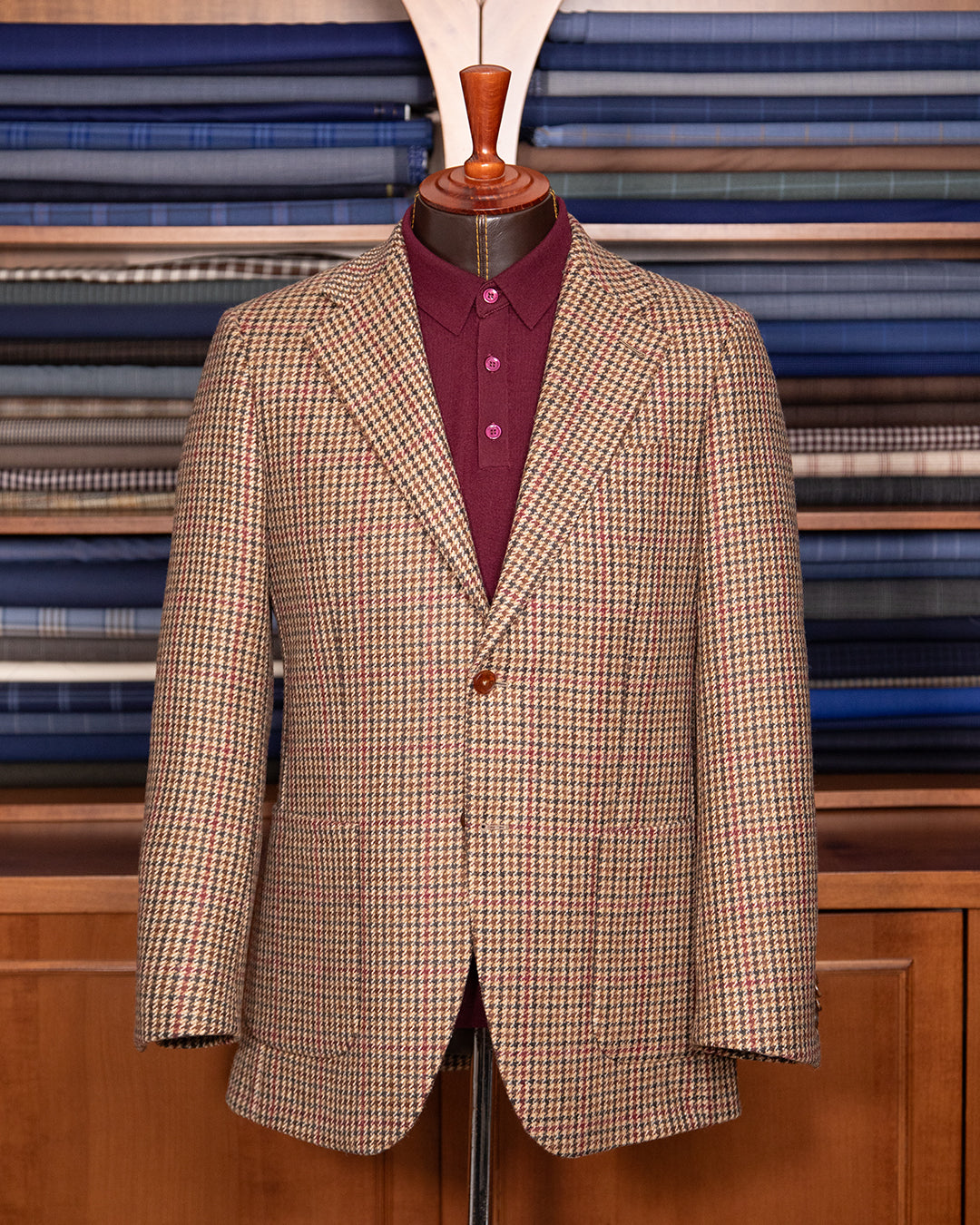 Giacca Giotto Pied de Poule Marrone e Borgogna