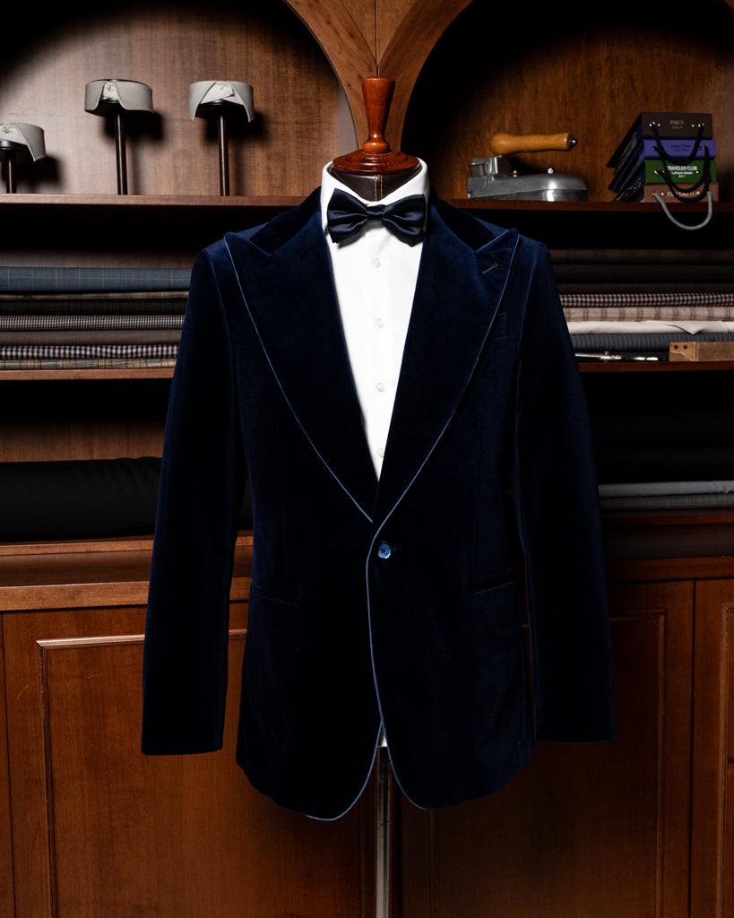 Michelangelo Jacket in Blue Velvet and Piping