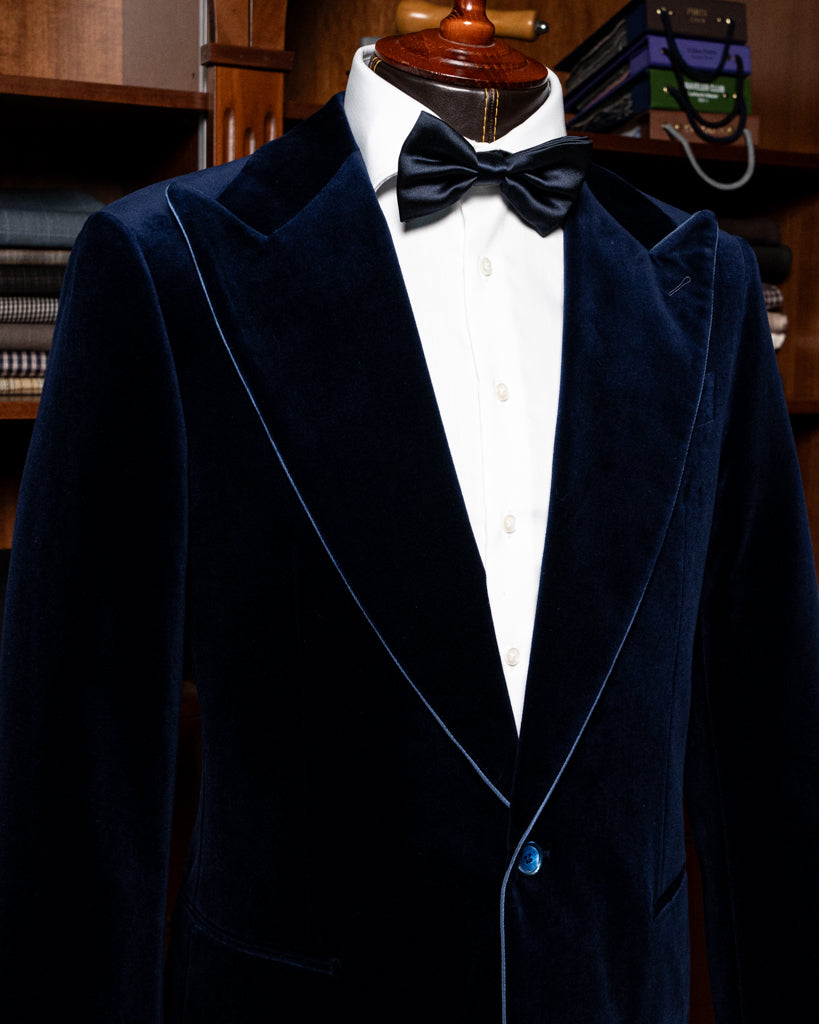 Giacca Modernico in Velluto Blu Acceso con Piping