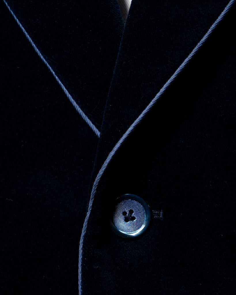 Giacca Modernico in Velluto Blu Acceso con Piping