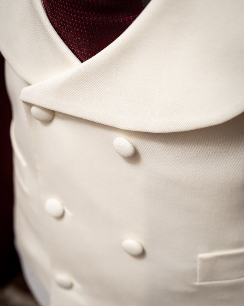 Cream Double-Breasted Shawl Vest