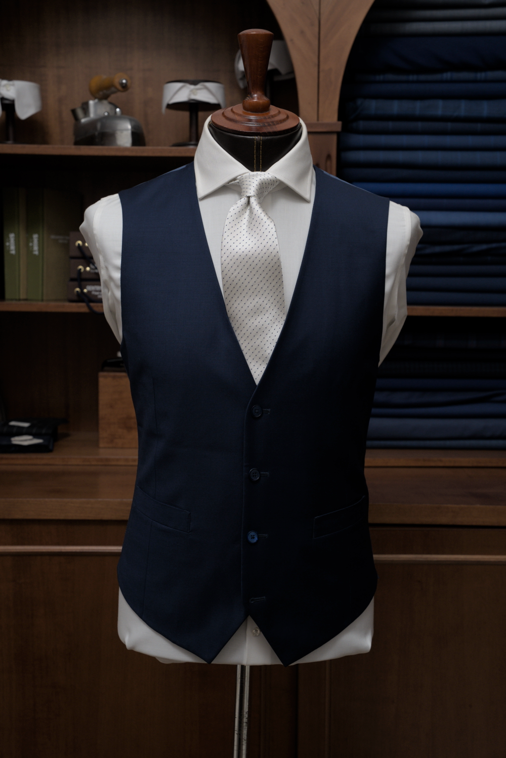 Navy Blue Single Breasted Vest