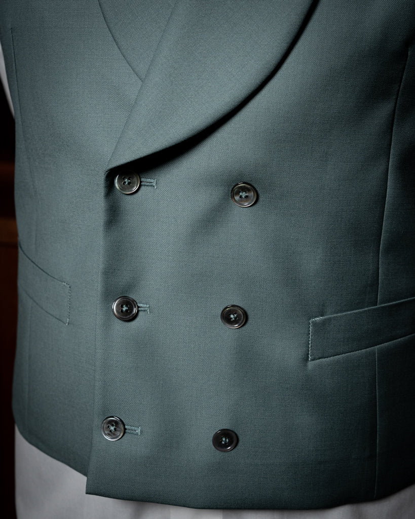 Double-Breasted Green Shawl Vest