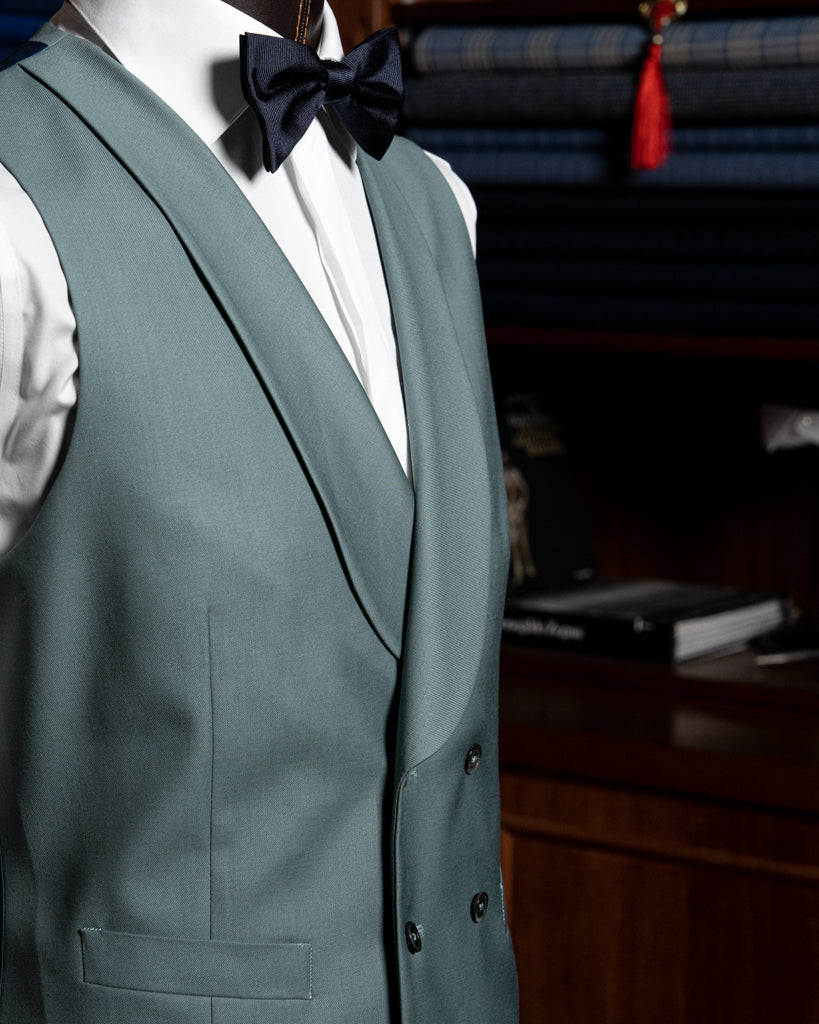 Double-Breasted Green Shawl Vest