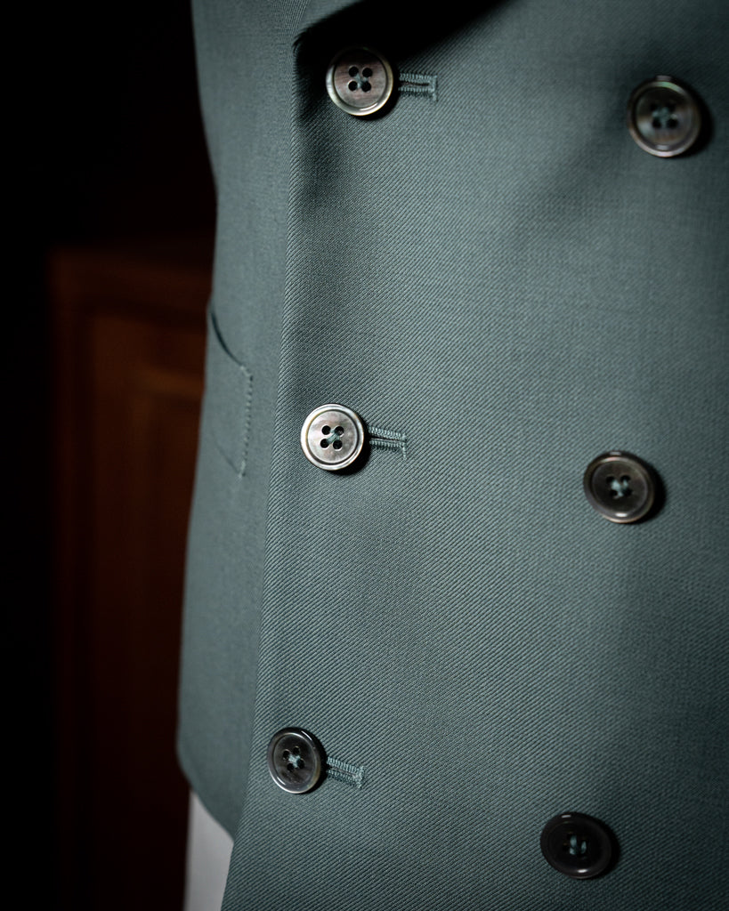 Double-Breasted Green Shawl Vest