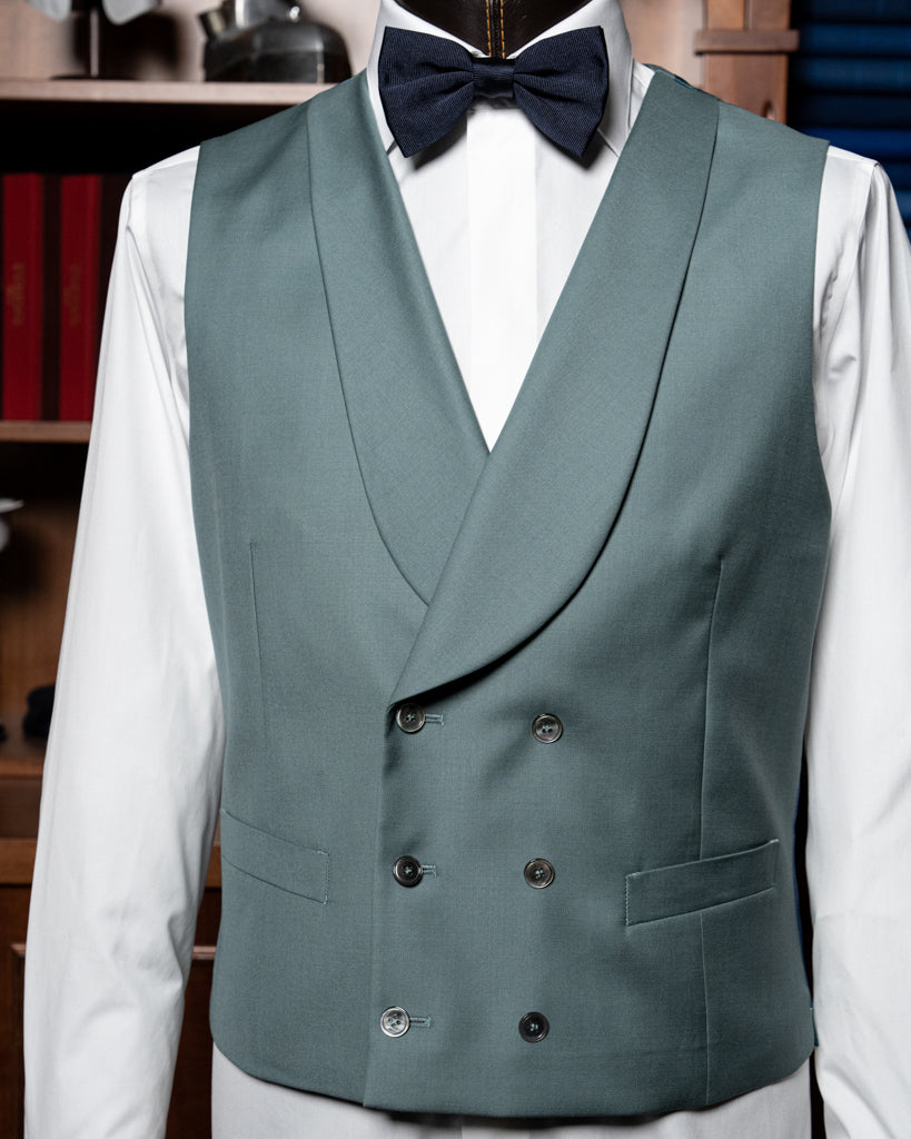 Double-Breasted Green Shawl Vest