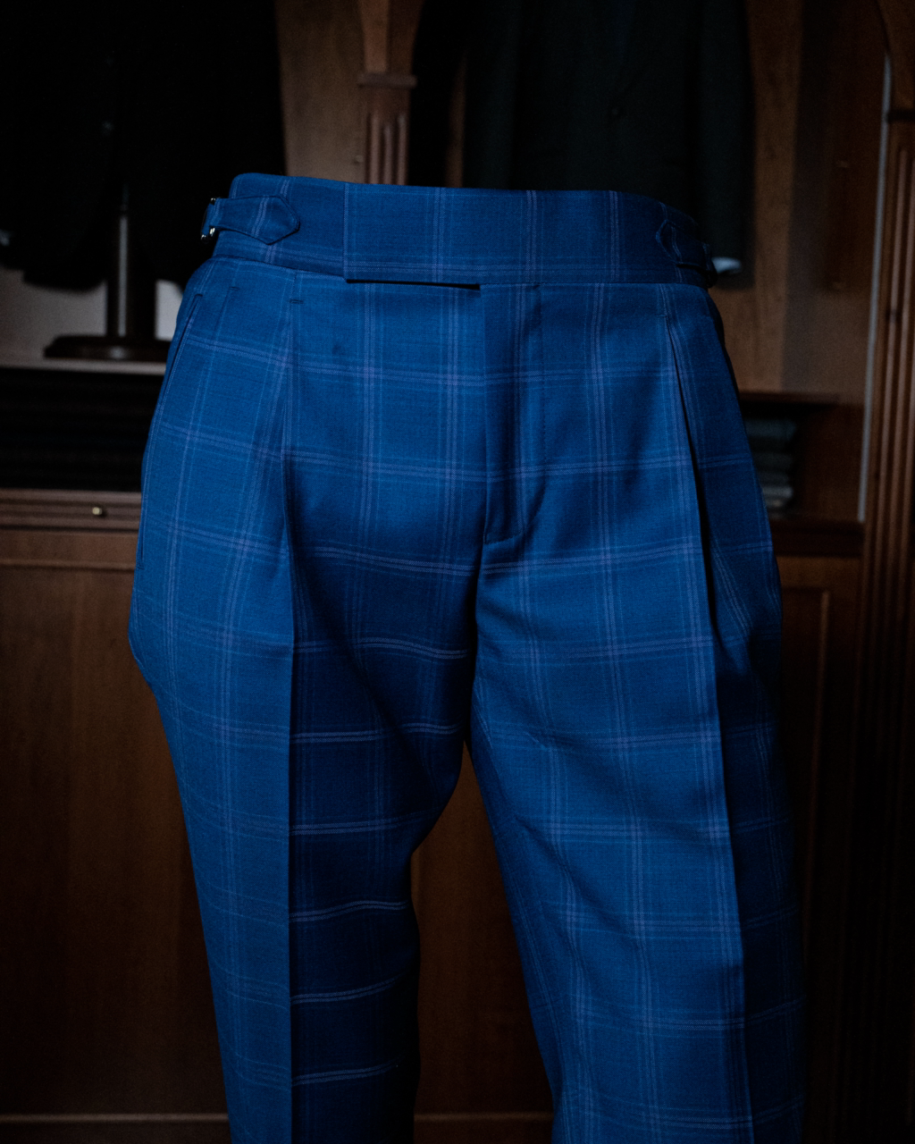 Borromini Blue Navy Checked Pants