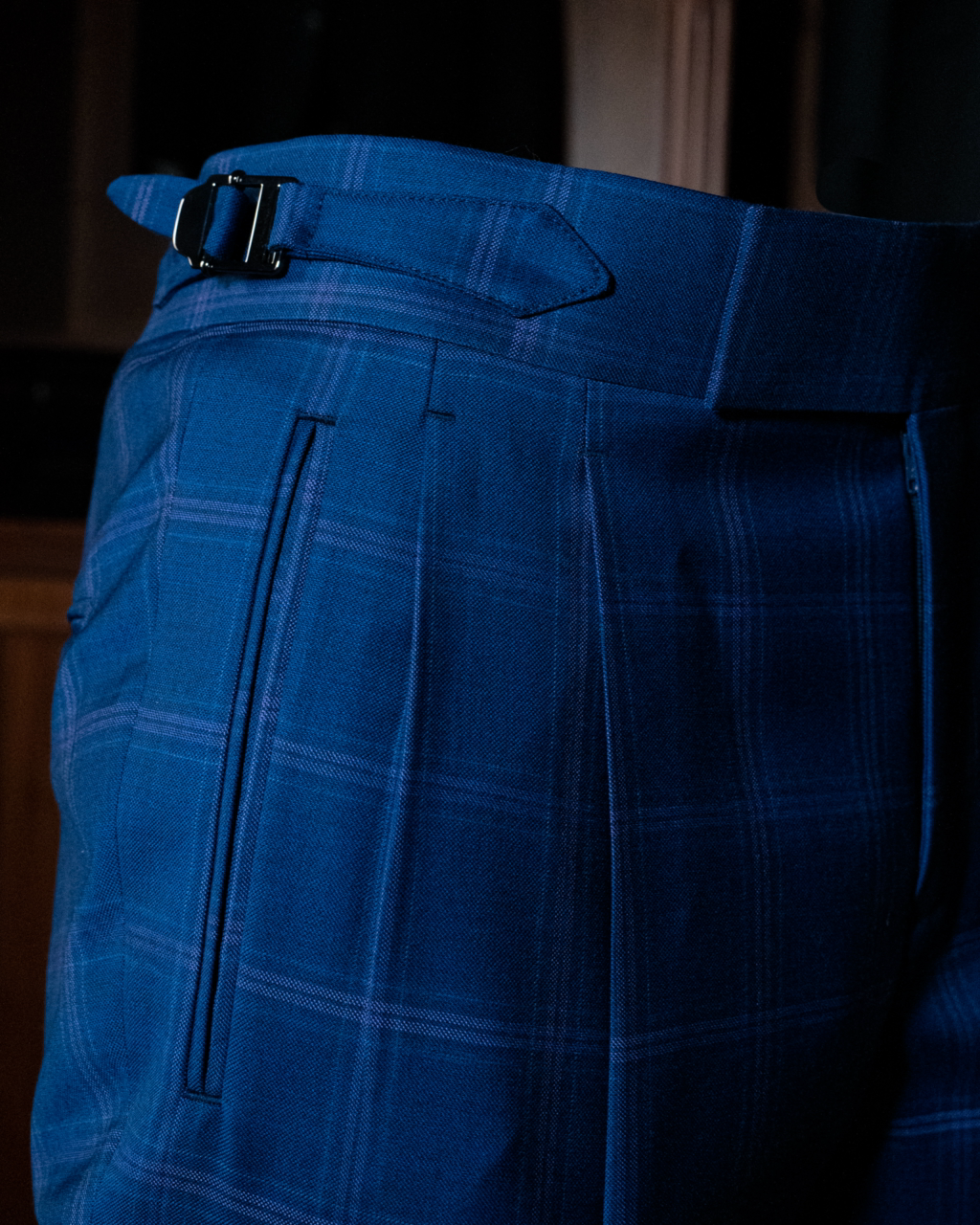 Borromini Blue Navy Checked Pants