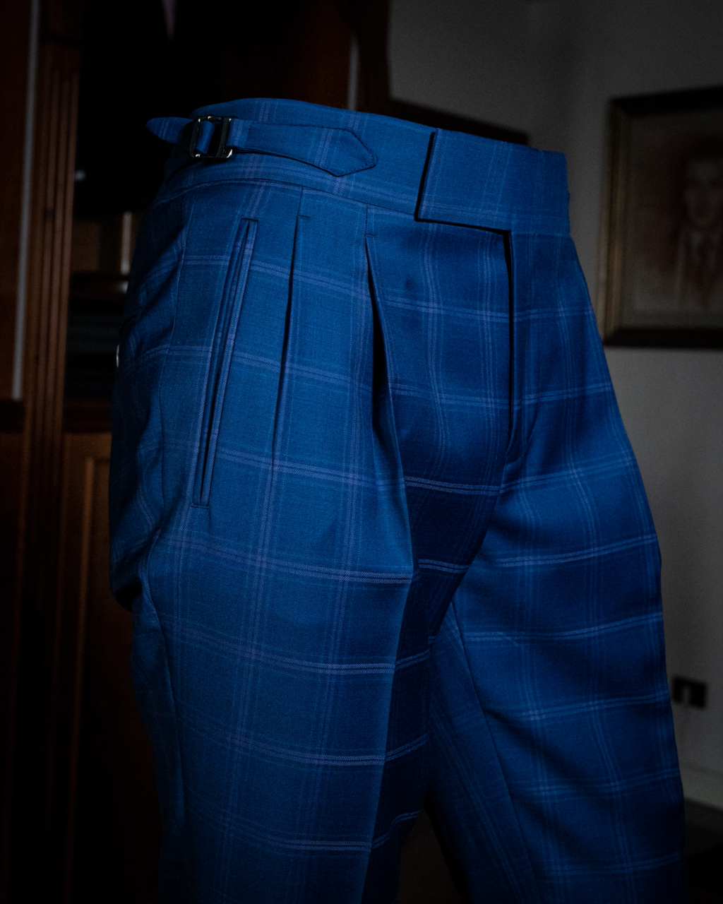 Borromini Blue Navy Checked Pants
