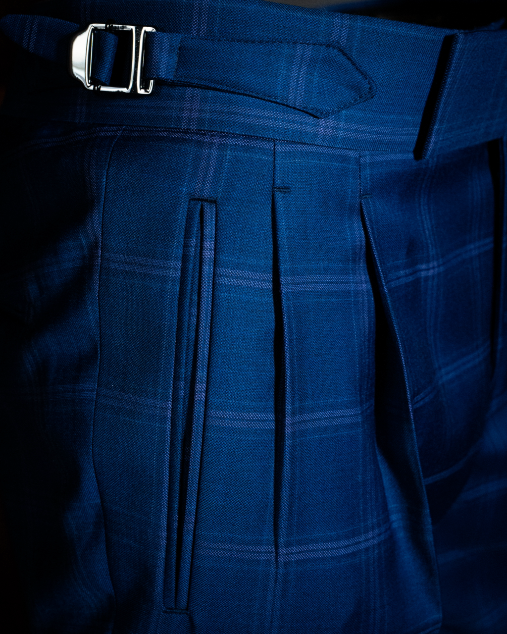 Borromini Blue Navy Checked Pants