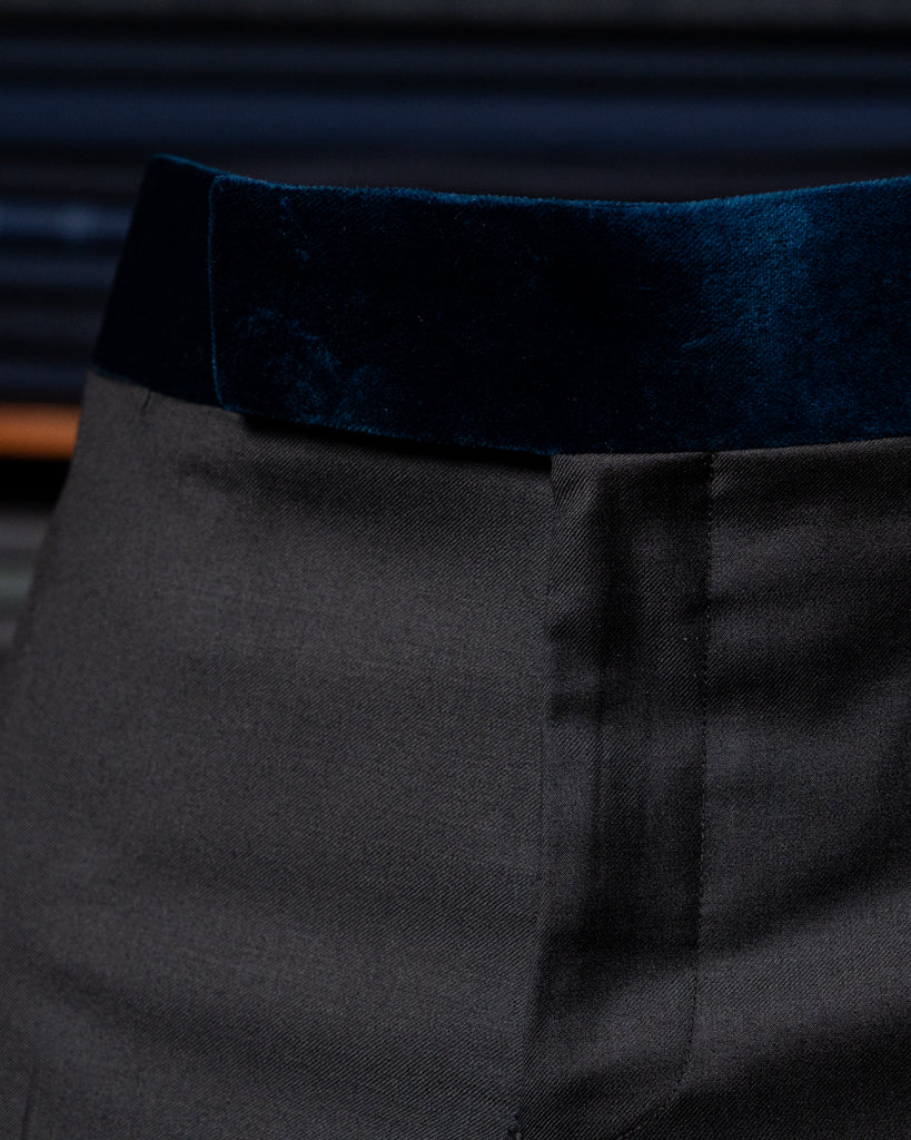 Pantalone Borromini con Banda in Velluto Blu