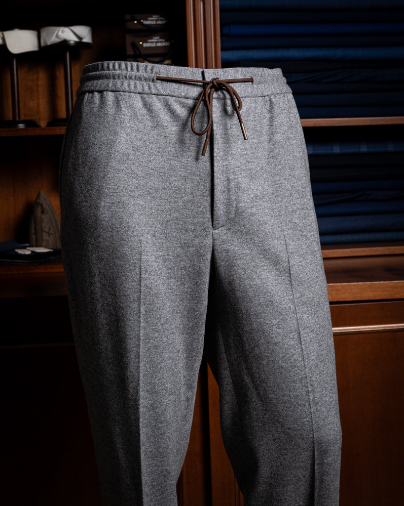 Pantalone Lana Flanellata Grigio Melange